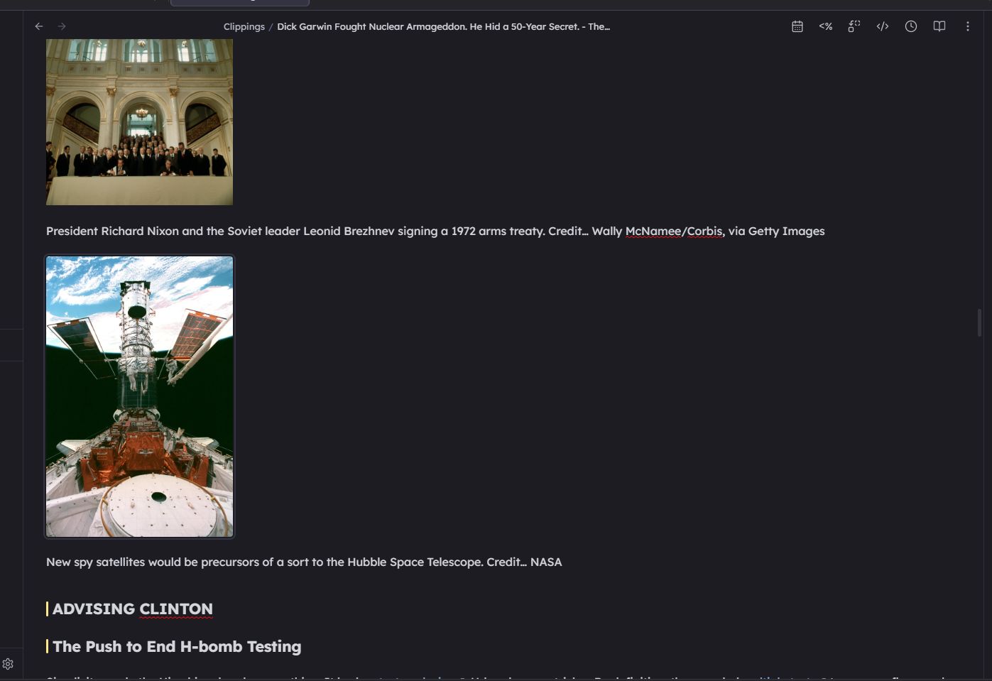 screenshot is a page in my vault with an image from the International Space Station