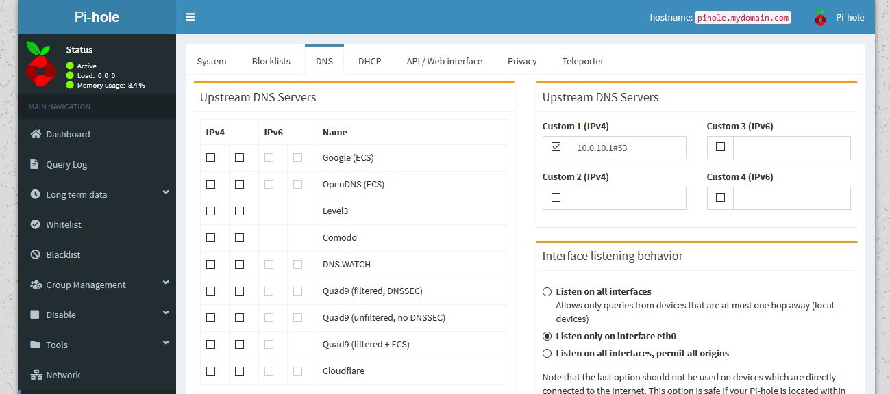 Our new DNS settings