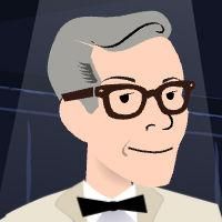 Cartoon headshot of a guy wearing glasses and a bowtie.